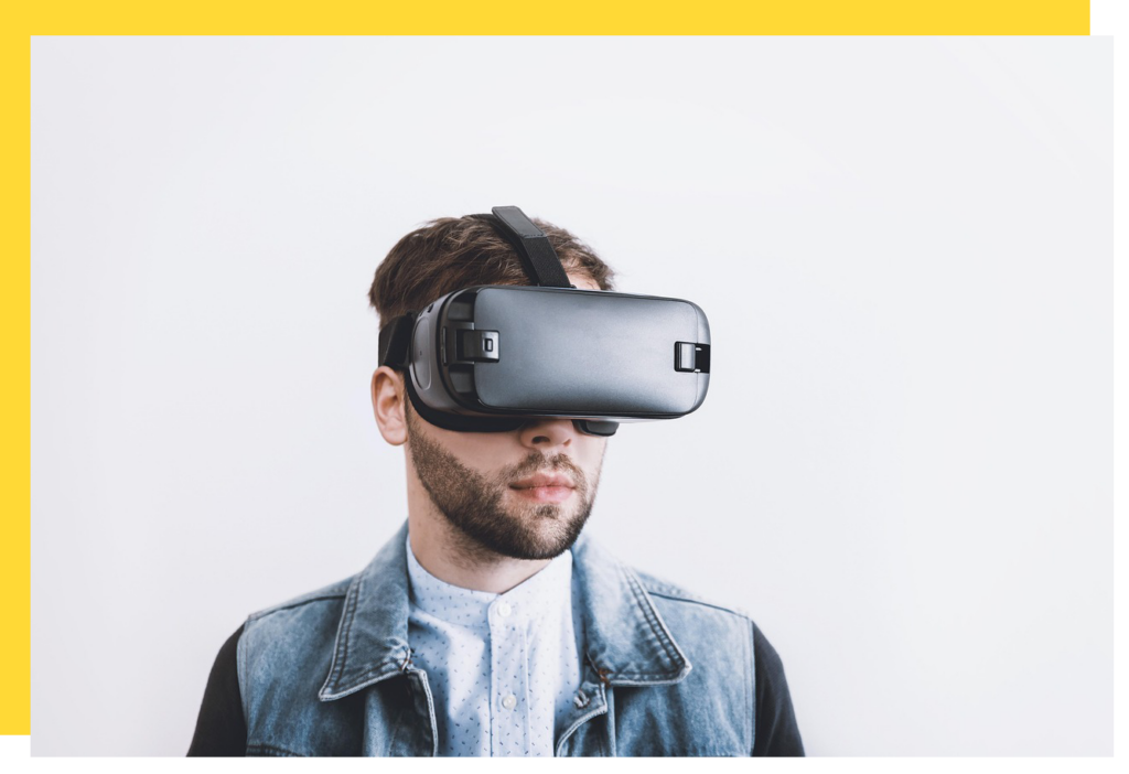 Man wearing VR headset googles