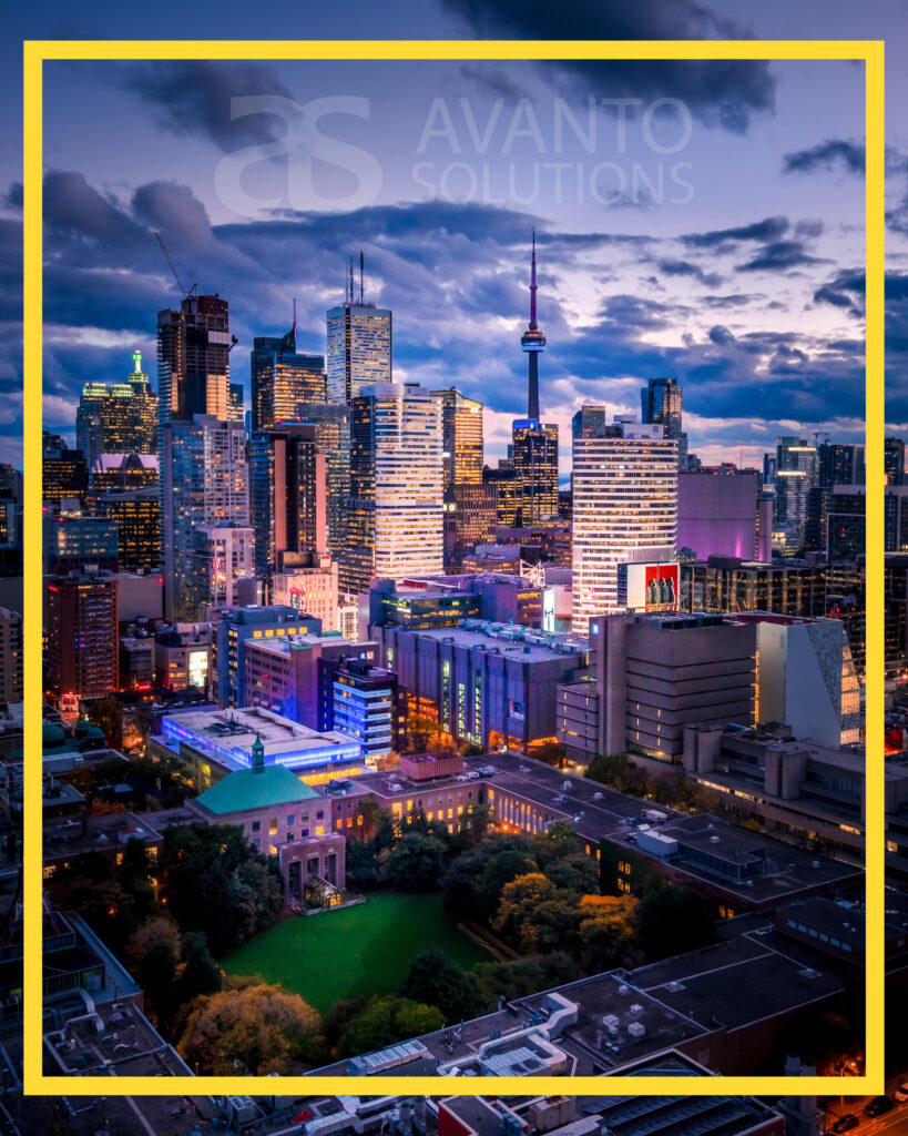 Photo of the city of Toronto, with an Avanto Solutions watermark on it